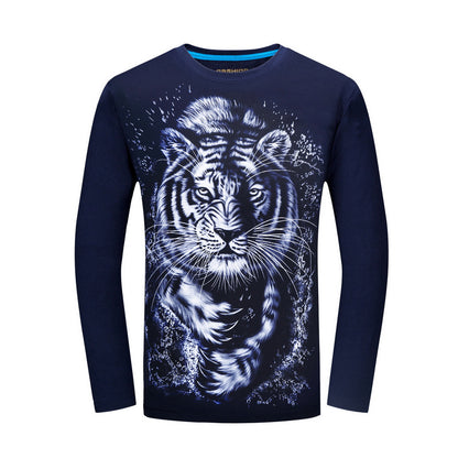 Fierce Style: White Tiger Print Long Sleeve T-Shirt