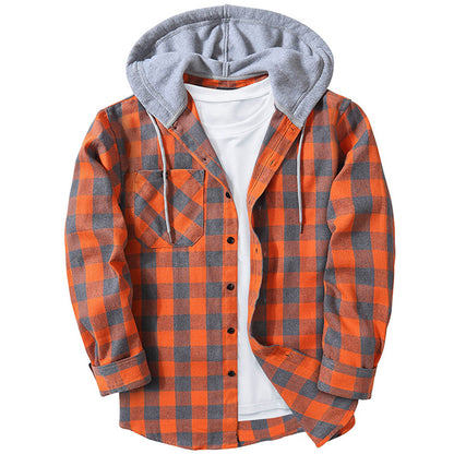 Stay Stylishly Comfortable: Men's Casual Hooded Plaid Shirt