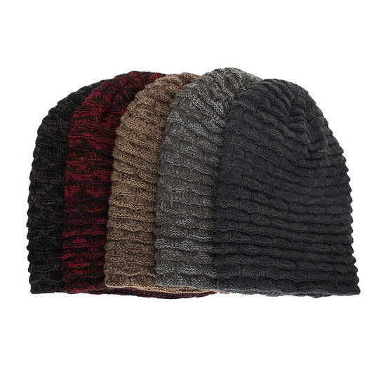 Autumn And Winter New Fleece Chaotic Color Small Horizontal Striped Wool Hat