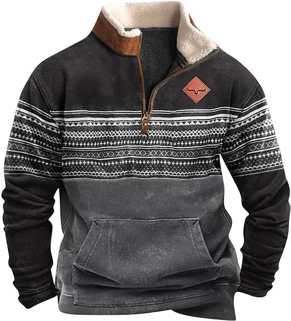 Trendy 3D Digital Printing Turtleneck Half Zipper Sweater