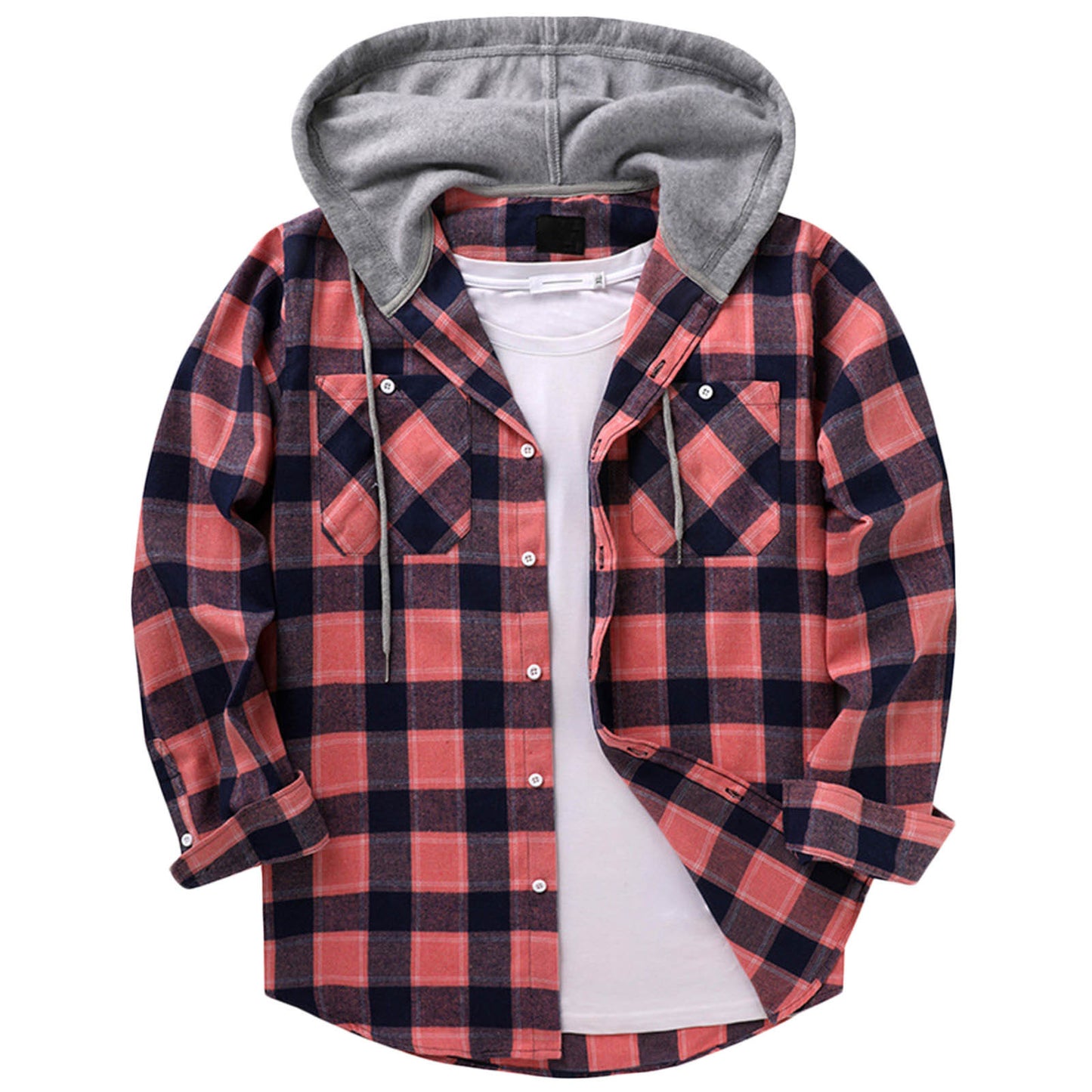 Stay Stylishly Comfortable: Men's Casual Hooded Plaid Shirt