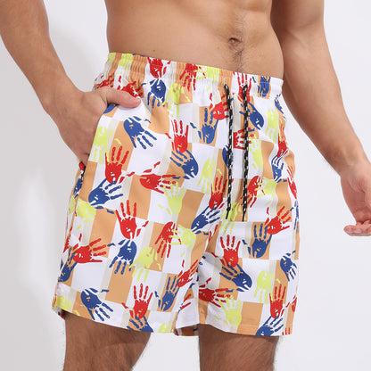 Gradient Printed Beach Shorts Double Layer Casual Sport Shorts