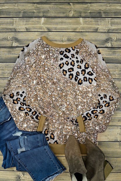 Leopard Print Bleached Long Sleeve Top