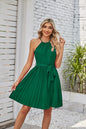 Halter Strapless Dresses for Women Solid Pleated Skirt Summer Beach Sundress