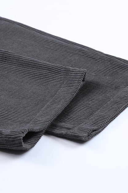 Gray Corduroy High Waist Straight Leg Pants