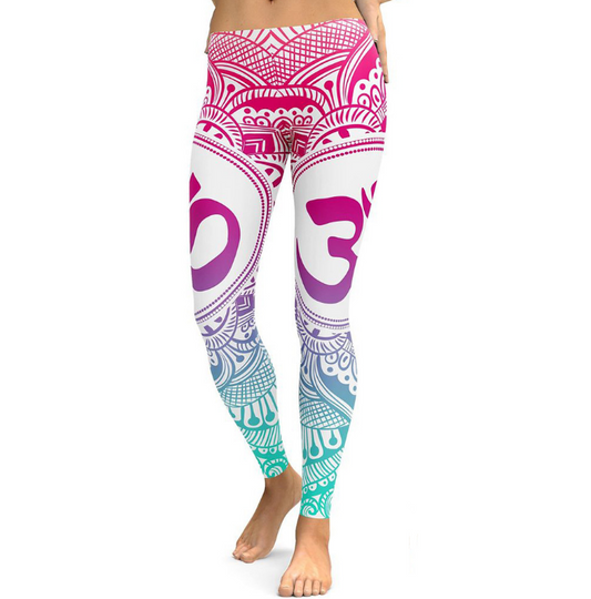 New Blue Decolorization Mandala Leggings Women Plus Size XL