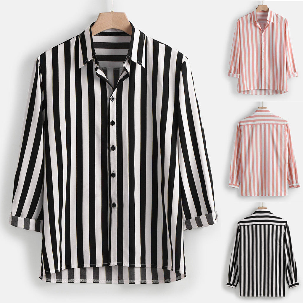 Classic Sophistication: Men's Long Sleeve Striped Shirt