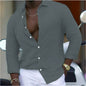 Elevate Your Casual Style: Cotton and Linen New Men's Long-Sleeved Polo Collar Shirt