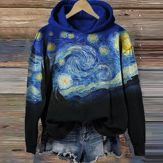 European And American Cartoon Starry Sky Printed Hoodie