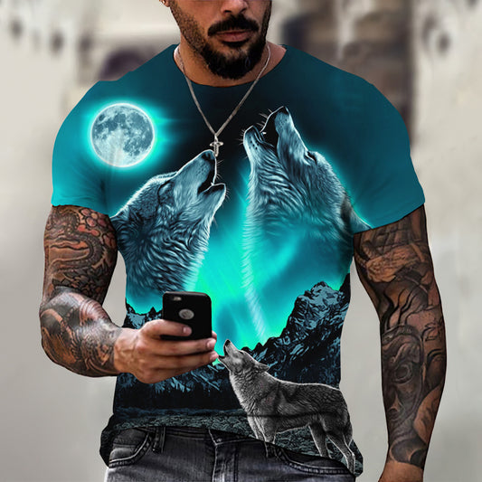 Men's Wolf Head 3d Printed T-shirt