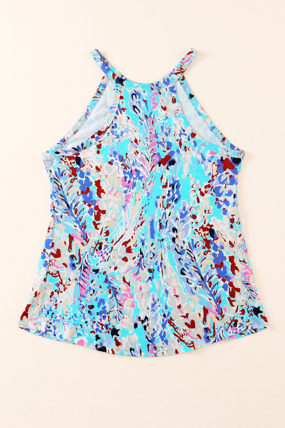 Sky Blue Tropical Floral Print Racerback Tank Top