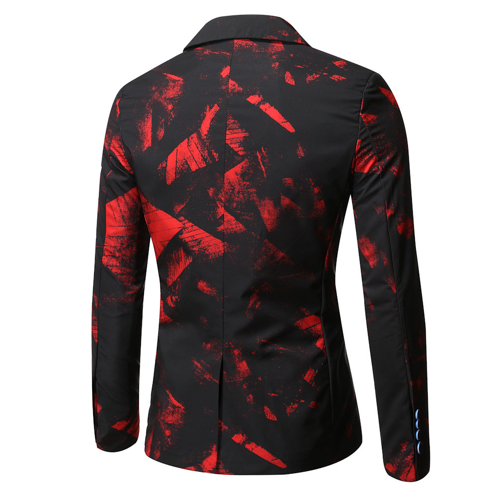 Sophisticated Korean-Style Slim-Fit Printed Suit Jacket for Business Professionals