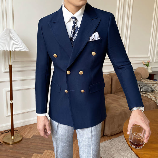 Stylish Men's Casual Slim Double-Breasted Suit Jacket