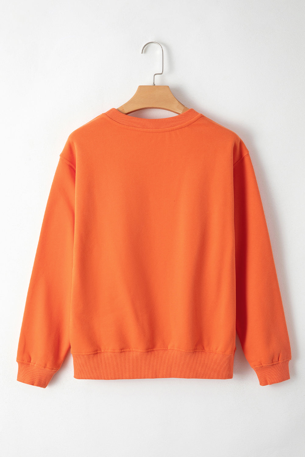 Russet Orange Solid Fleece Lined Drop Shoulder Terry Sweatshirt