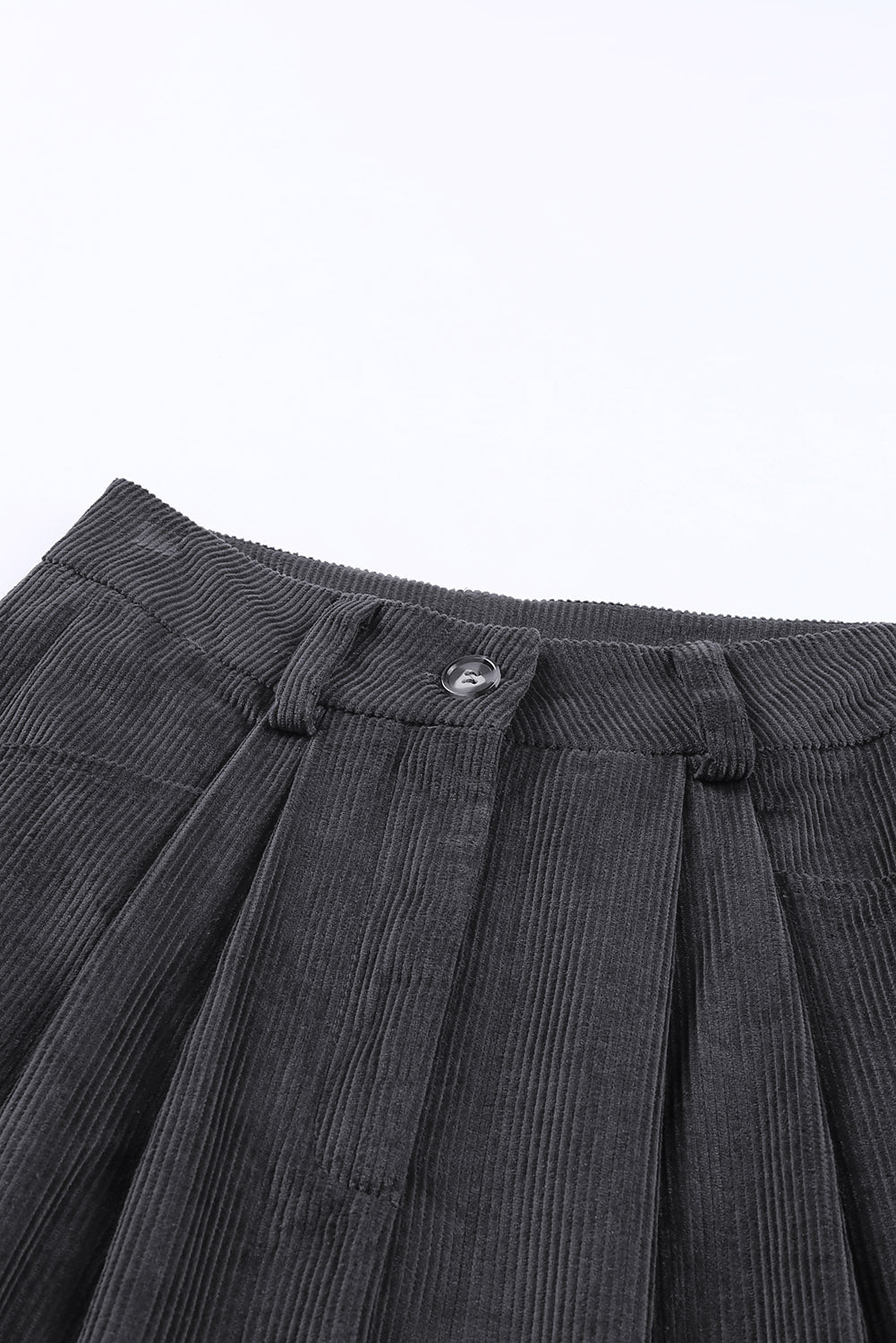 Gray Corduroy High Waist Straight Leg Pants