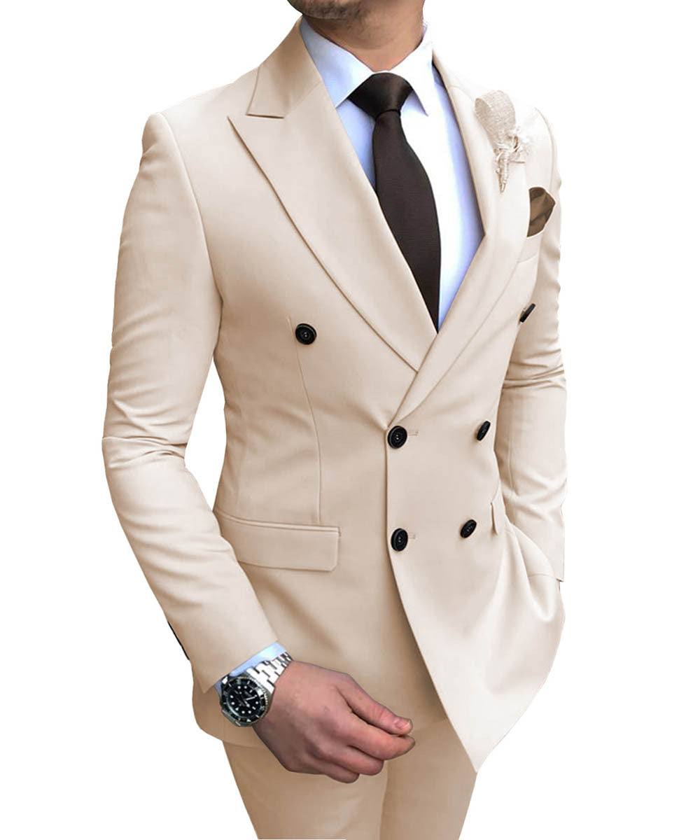 Elegant Double-Breasted Wedding Groomsman Suit