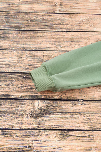 Smoke Green Plain Drop Shoulder Crewneck Pullover Sweatshirt