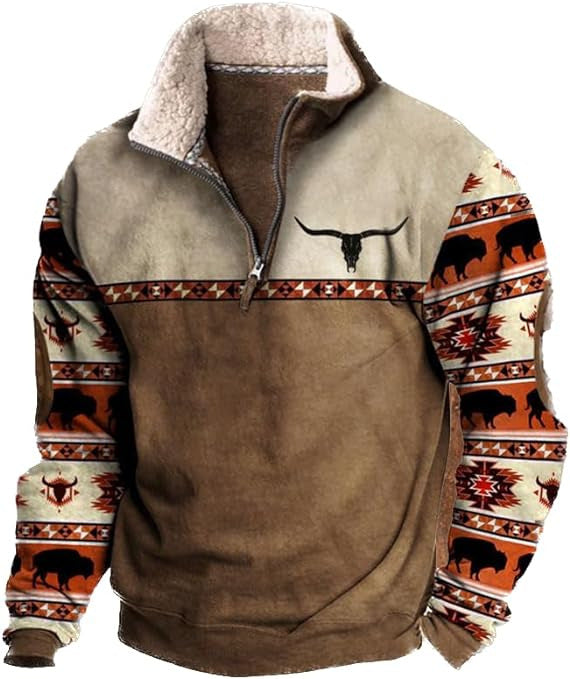 Trendy 3D Digital Printing Turtleneck Half Zipper Sweater