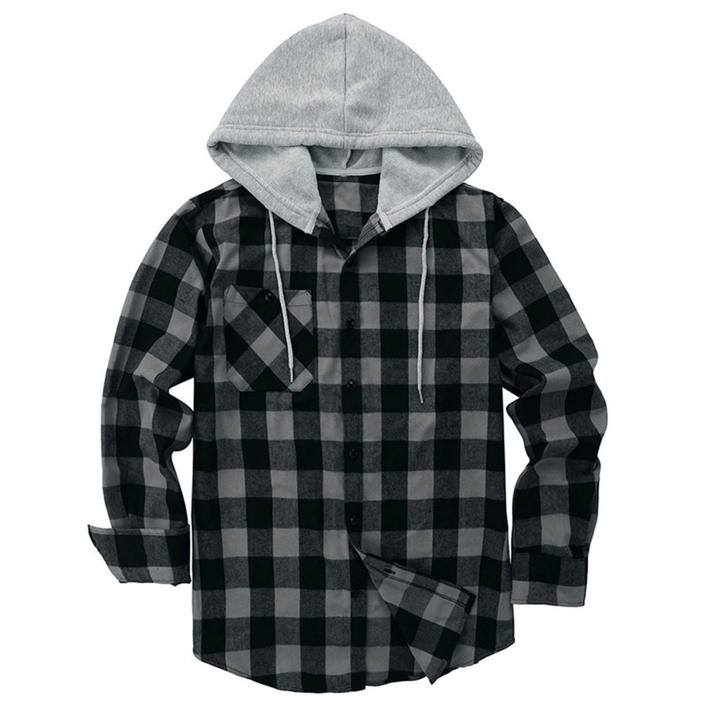 Stay Stylishly Comfortable: Men's Casual Hooded Plaid Shirt