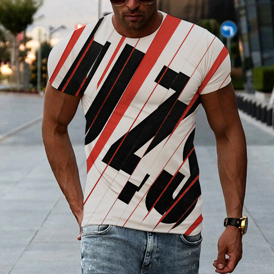 New Men's Printed 3D T-shirt Short Sleeve