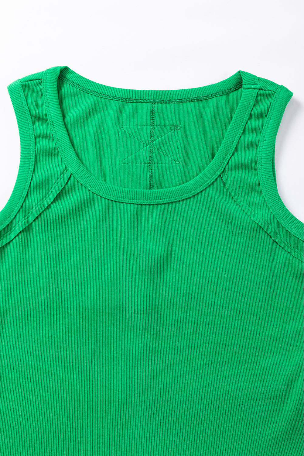 Dark Green Ribbed Exposed Seam Cropped Tank Top