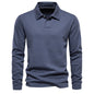 Men's Long Sleeve Polo Shirt - Casual Solid Color Top with Lapel