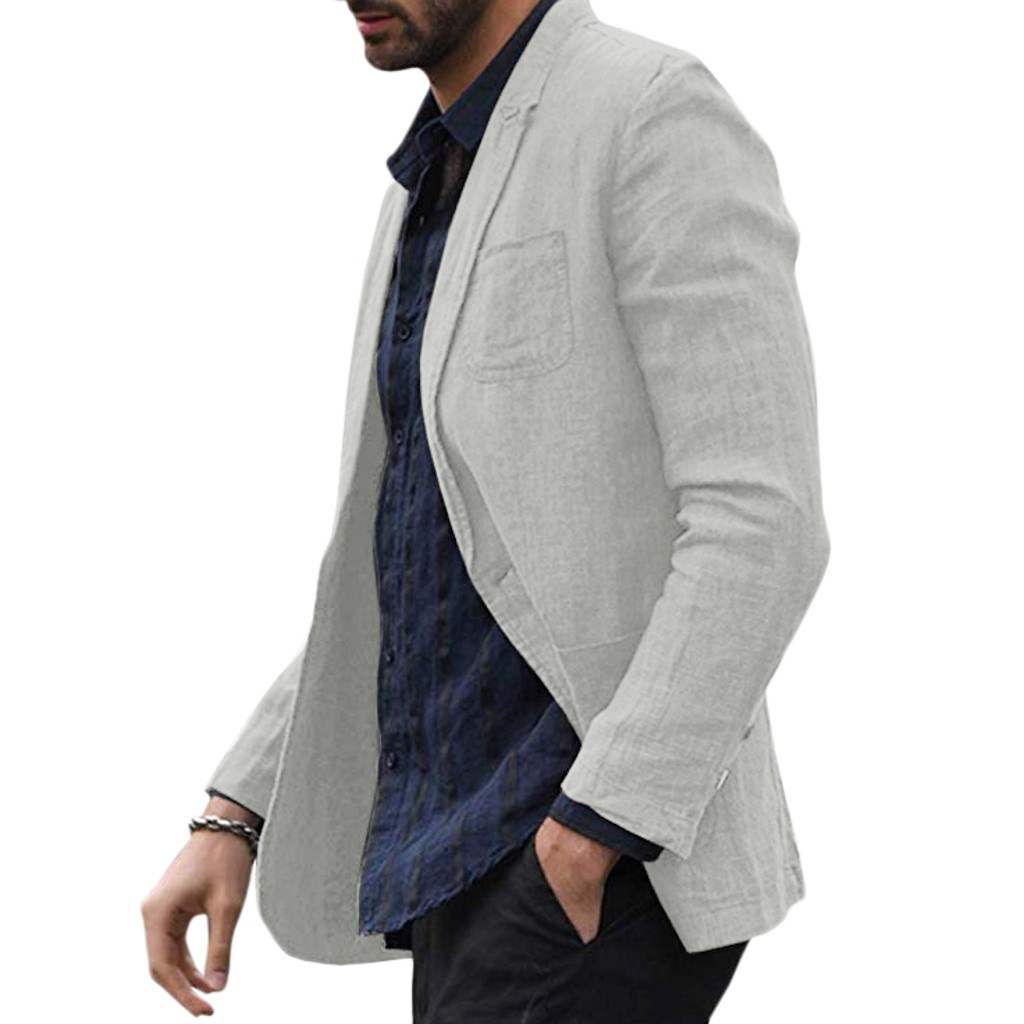 Stylish Autumn Cotton and Linen Thin Blazers for Men