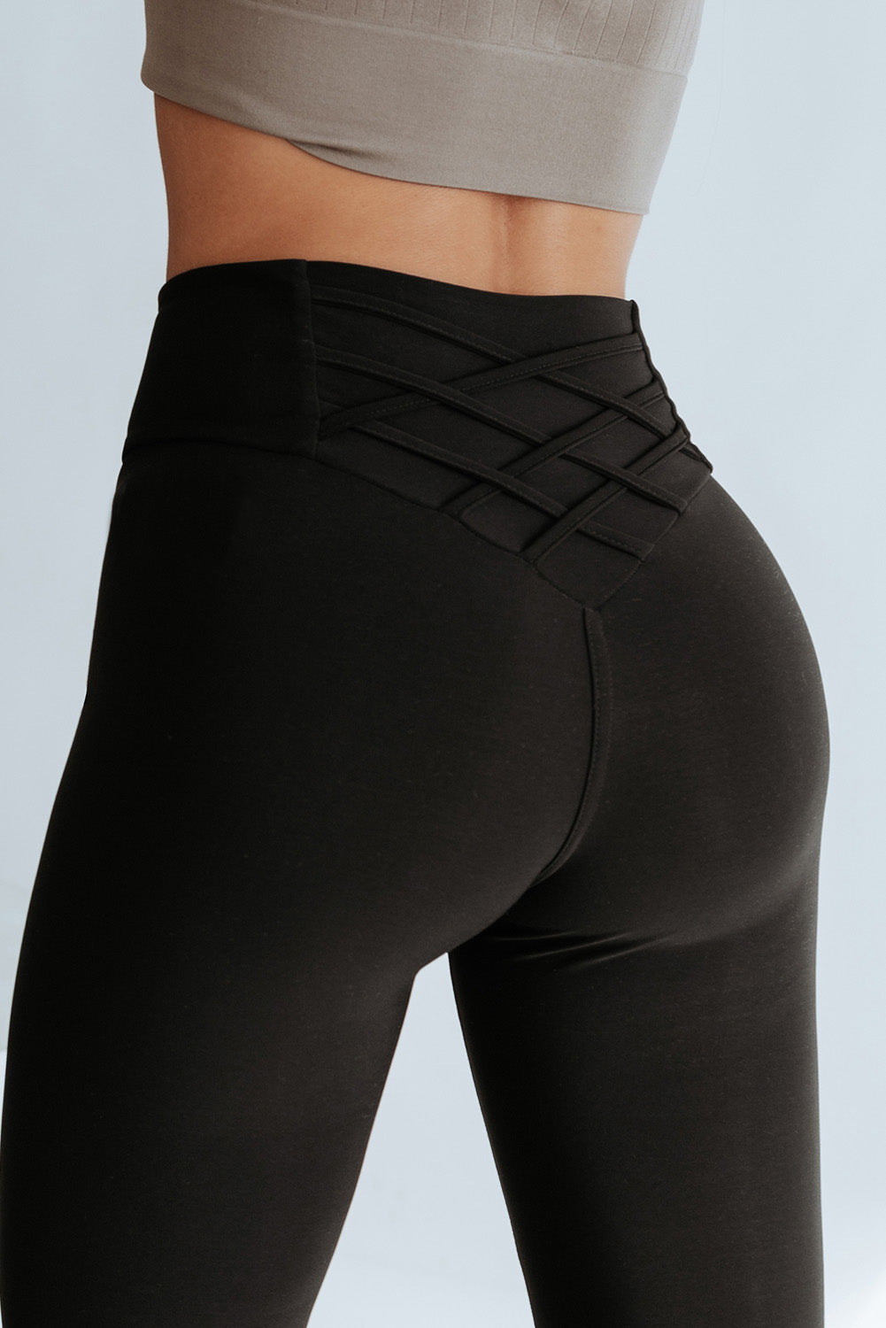 Black Criss Cross Tummy Control High Waist Leggings