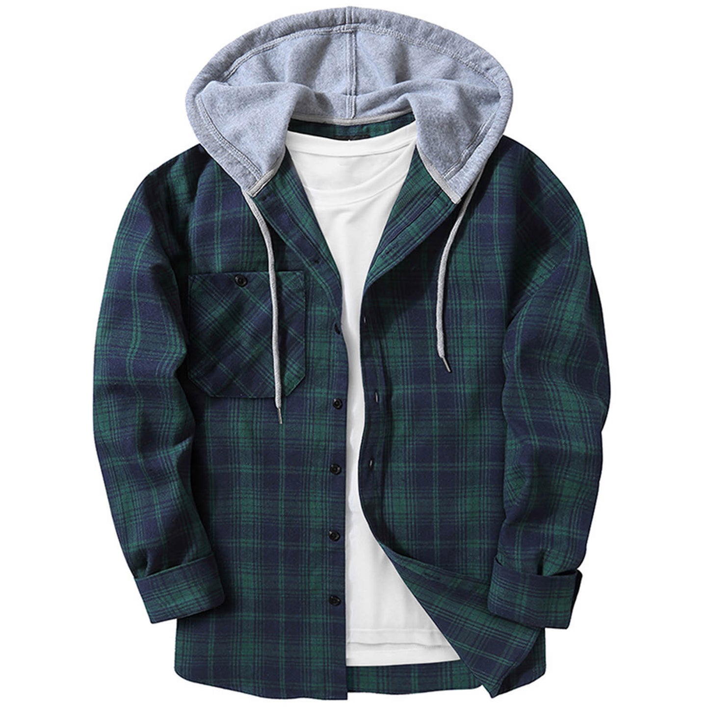 Stay Stylishly Comfortable: Men's Casual Hooded Plaid Shirt