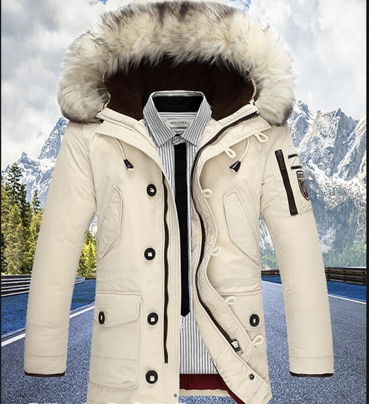 Stay Warm and Stylish with Our Men's Mid-Length Down Jacket