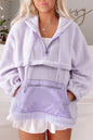 Lavendula Zipped Patch Pocket Fuzzy Drawstring Hoodie