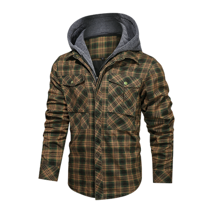 Men's Warm Fleece Thick Jacket with Detachable Hood: Stylish Outerwear for Autumn and Winter