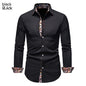 Men's Long-sleeved Shirt Lapel Slim-fit Assorted Colors Polyester Shirt