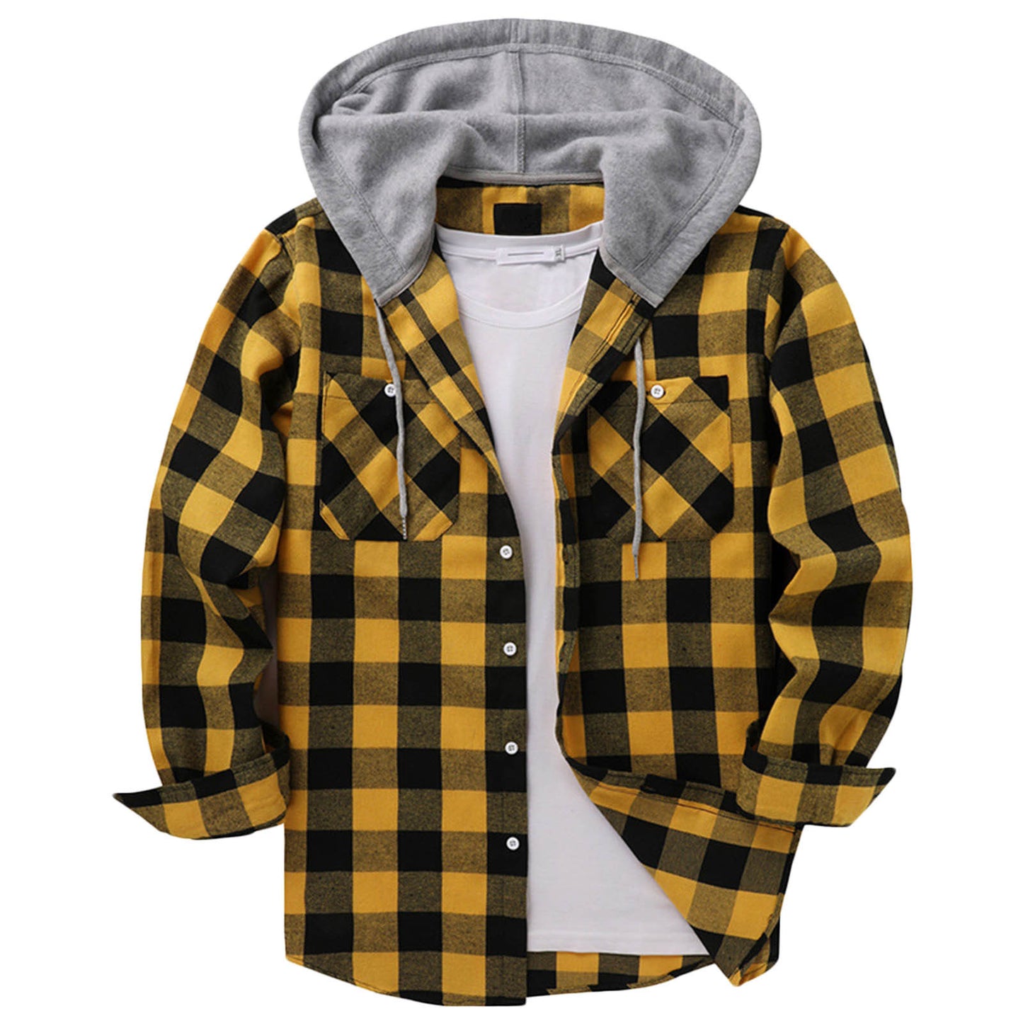 Stay Stylishly Comfortable: Men's Casual Hooded Plaid Shirt