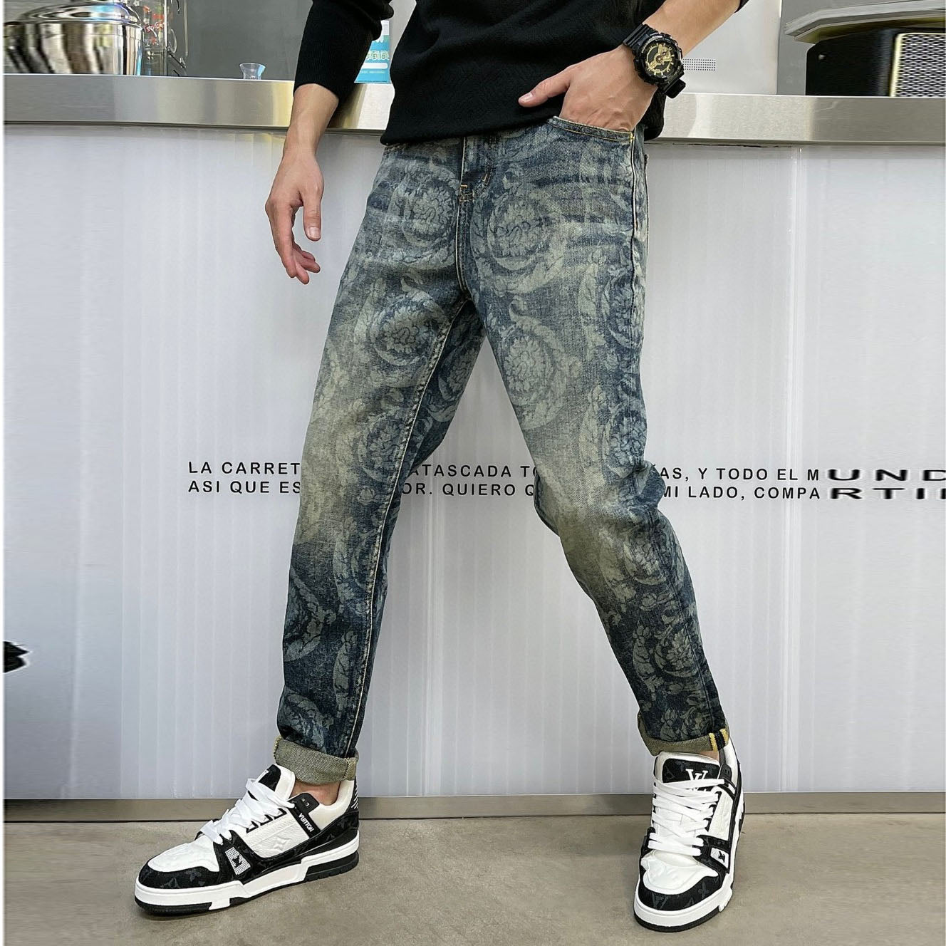 Fashion Men's Jeans Casual Stretch Pants