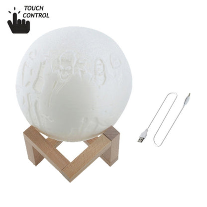 Customized Touch Switch 3-color 3D Print Moon Lamp USB Charging Energy-saving LED Night Light with Wooden Holder Base