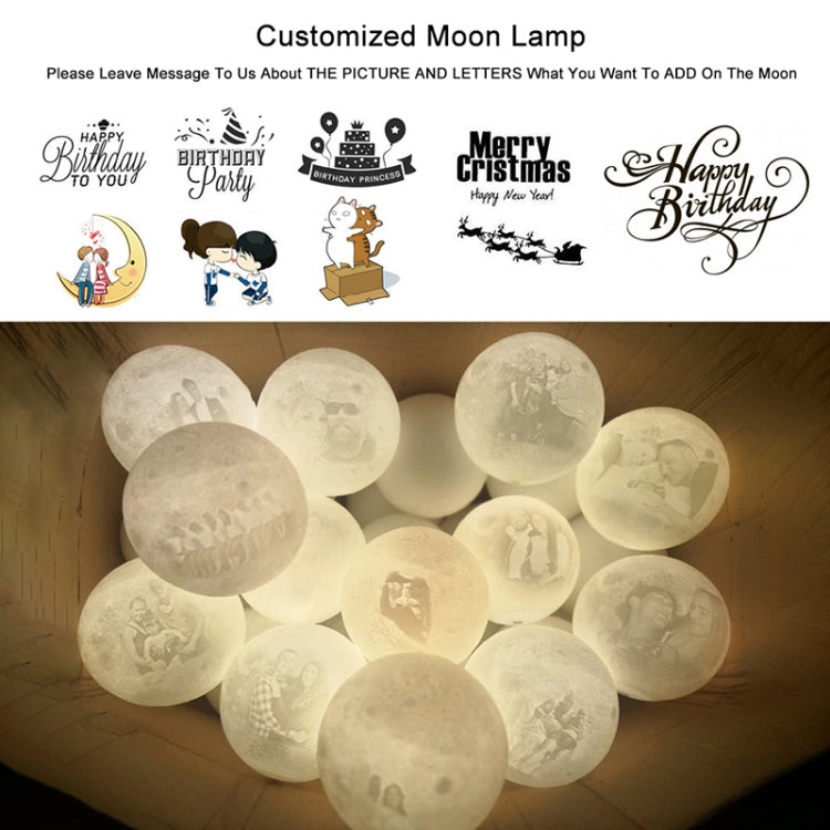 Customized Touch Switch 3-color 3D Print Moon Lamp USB Charging Energy-saving LED Night Light with Wooden Holder Base