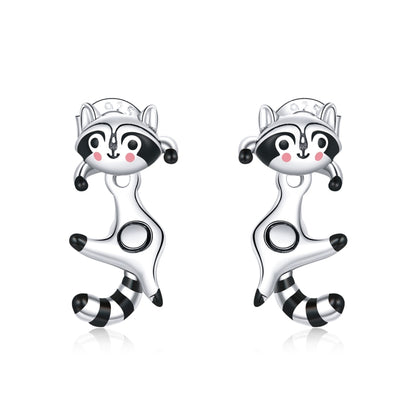 S925 Sterling Silver Raccoon Women Earrings, Raccoon