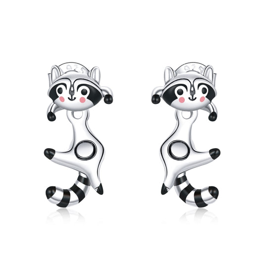 S925 Sterling Silver Raccoon Women Earrings, Raccoon