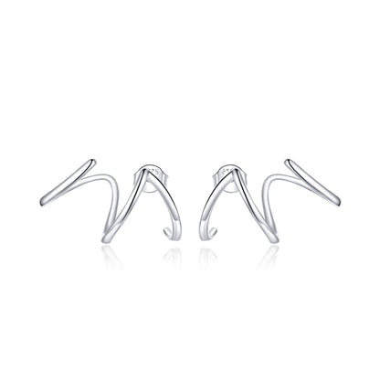 S925 Sterling Silver Simple Style Lines Women Earrings, Lines