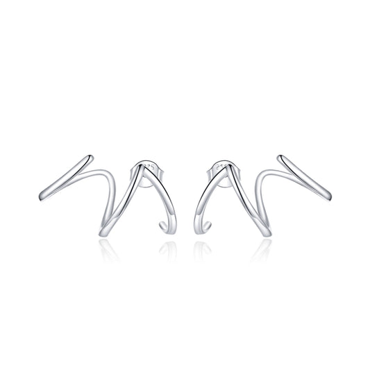 S925 Sterling Silver Simple Style Lines Women Earrings, Lines