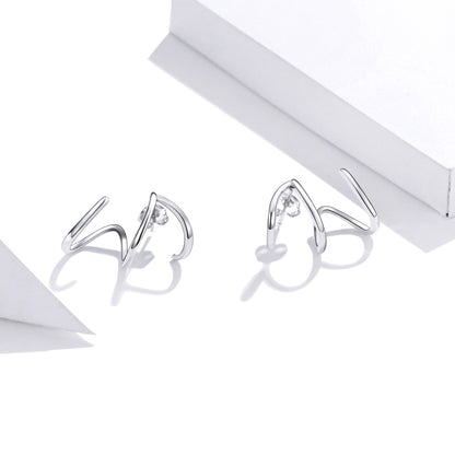 S925 Sterling Silver Simple Style Lines Women Earrings, Lines