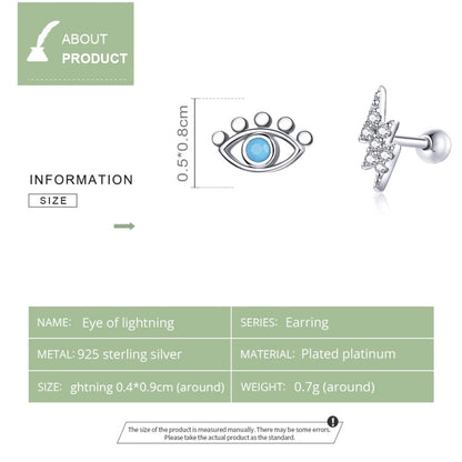 S925 Sterling Silver Eye Of Lightning Women Earrings, Eye Of Lightning