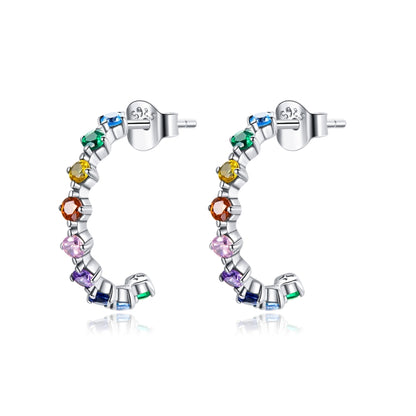 S925 Sterling Silver Rainbow Story Women Earrings, Rainbow Story