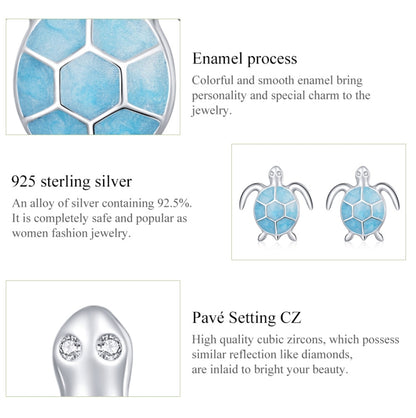 S925 Sterling Silver Blue Turtle Women Earrings, Turtle