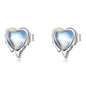 S925 Sterling Silver Heart Shaped Moonstone Women Earrings, Heart Shaped Moonstone