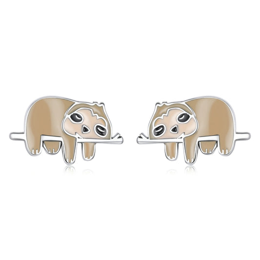 S925 Sterling Silver Cute Sloth Ear Studs Women Earrings, Cute Sloth