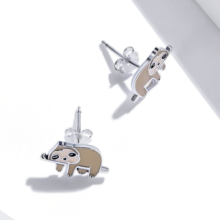 S925 Sterling Silver Cute Sloth Ear Studs Women Earrings, Cute Sloth