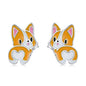 S925 Sterling Silver Cute Corgi Ear Studs Women Earrings, Cute Corgi