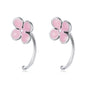 S925 Sterling Silver Pink Flowers Ear Studs Women Earrings, Pink Flowers